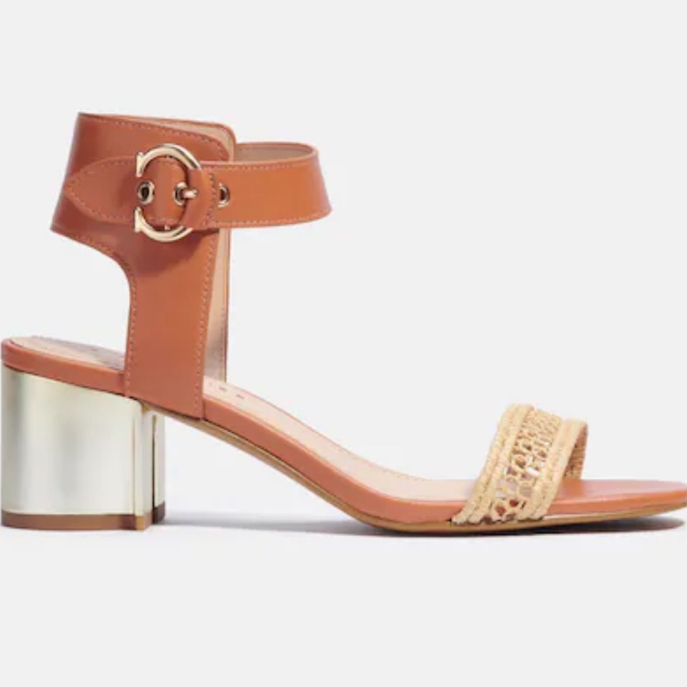 Coach Marci Sandals 
Leather and raffia upper